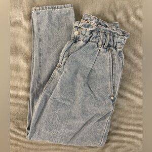 ZARA High-Waisted Paperbag Light Blue baggy Jeans